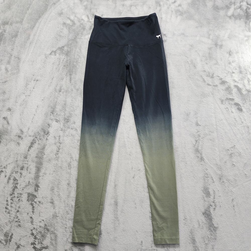 PINK Victoria's Secret Leggings Size XS Black Green Ombre High Waist Spell Out‎